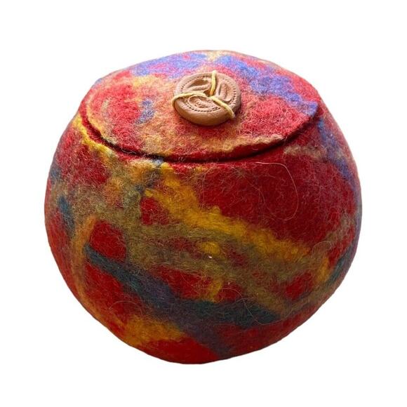 Felted Container w/Lid Felt Works Handfelting Handmade Jar By Chamberlain Pink - Picture 1 of 11